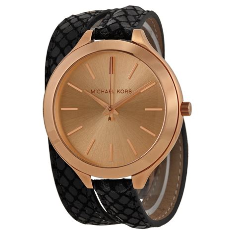 michael kors leather slim runway watch black|Michael Kors unisex watch.